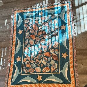 Ocean-Themed Woven Throw Blanket